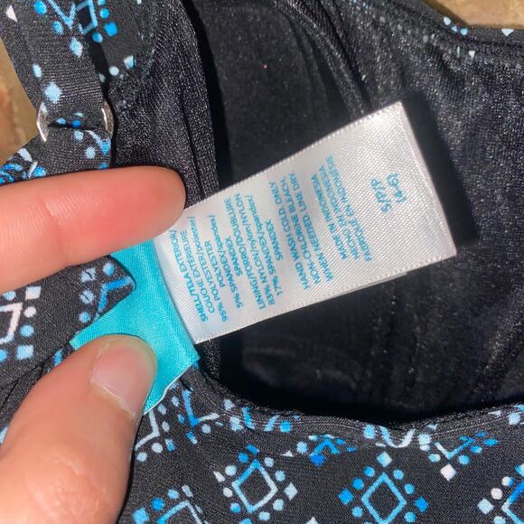 Coastal Blue Black Blue Printed Swim Bathing Suit Tankini Dress Size Small - Picture 6 of 6